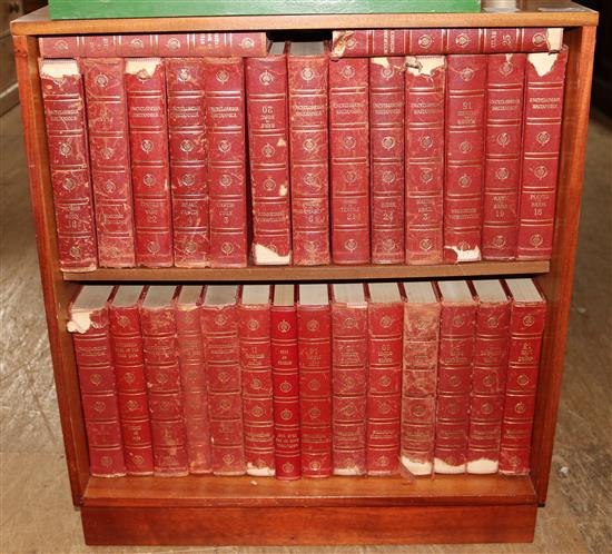 Small open bookcase and set 27 Encyclopedia Britannica